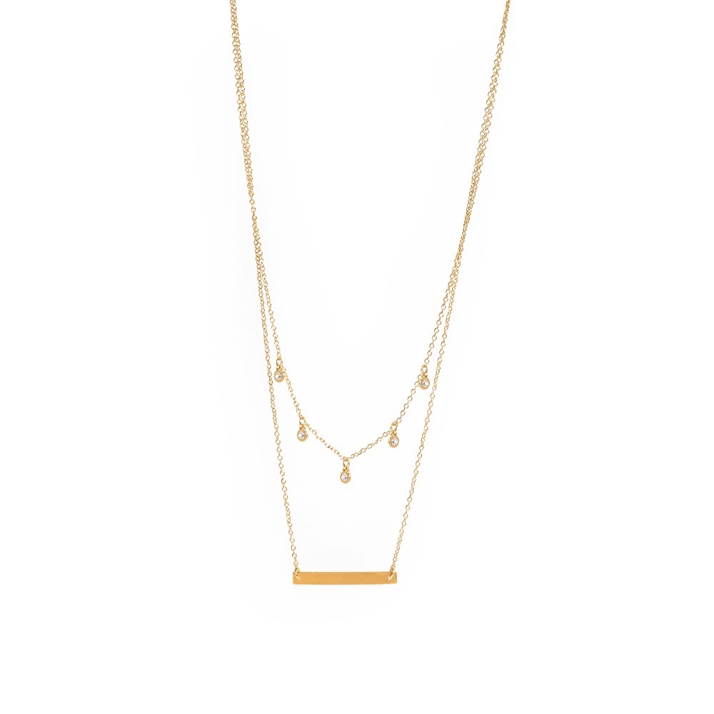 Fosterie Double Layer Bar Necklace